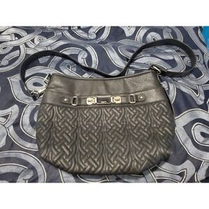 Rosetti Black Braid Pattern Purse Faux Leather Shoulder Strap Handbag